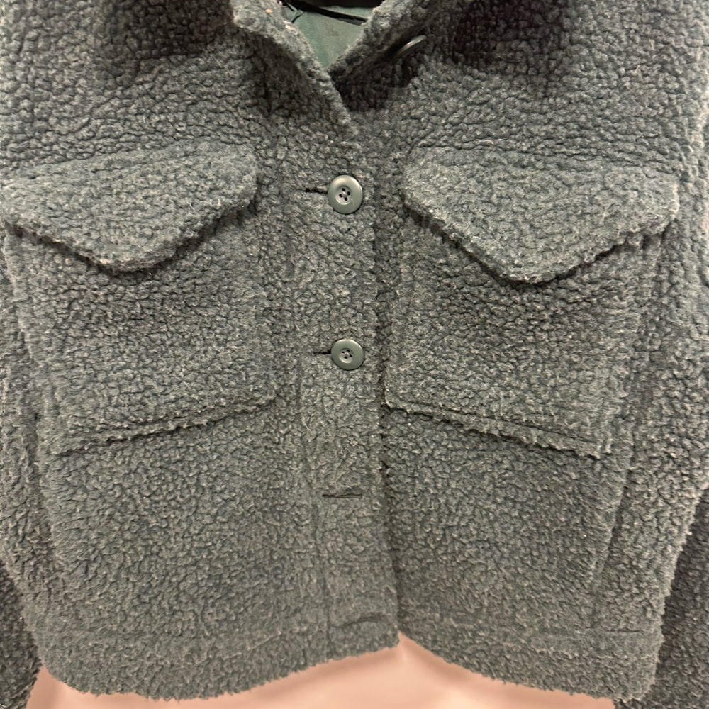 American Eagle Outfitters pine green earthy Sherpa Jacket size oversized XXS - Picture 3 of 4